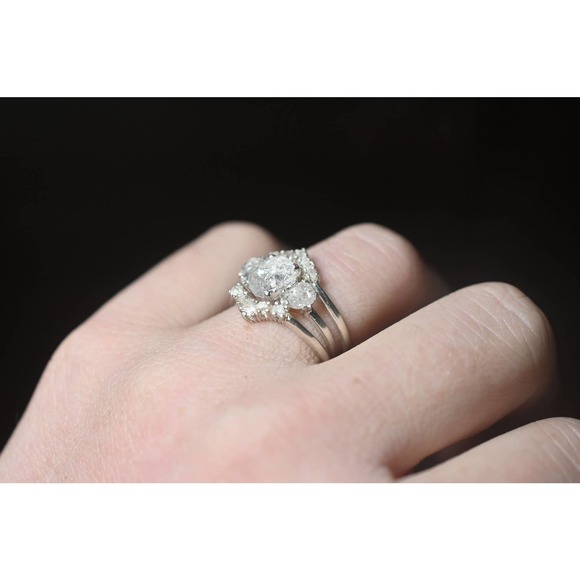 Engagement ring set, raw diamond ring, raw stone ring, alternative engag… - Picture 6 of 8